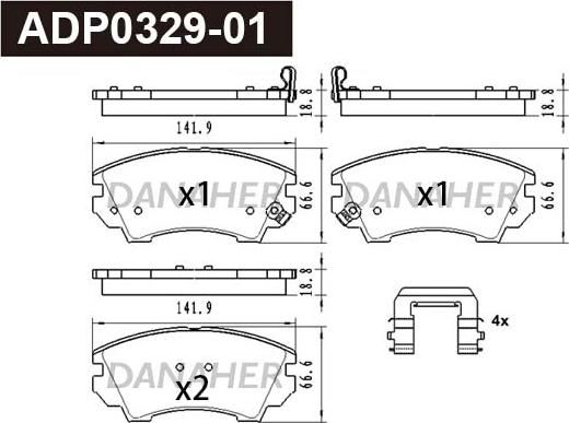 Danaher ADP0329-01 - Kit pastiglie freno, Freno a disco autozon.pro