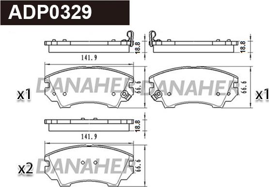 Danaher ADP0329 - Kit pastiglie freno, Freno a disco autozon.pro