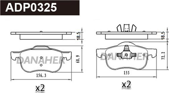 Danaher ADP0325 - Kit pastiglie freno, Freno a disco autozon.pro