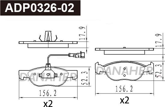 Danaher ADP0326-02 - Kit pastiglie freno, Freno a disco autozon.pro