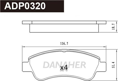 Danaher ADP0320 - Kit pastiglie freno, Freno a disco autozon.pro