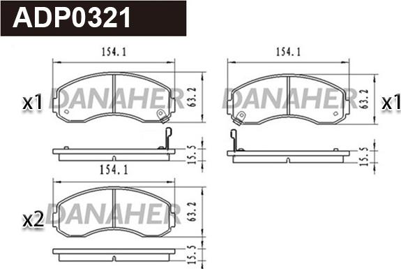 Danaher ADP0321 - Kit pastiglie freno, Freno a disco autozon.pro