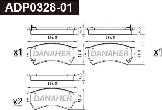 Danaher ADP0328-01 - Kit pastiglie freno, Freno a disco autozon.pro