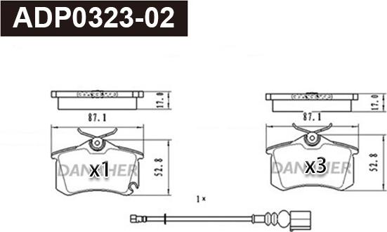 Danaher ADP0323-02 - Kit pastiglie freno, Freno a disco autozon.pro