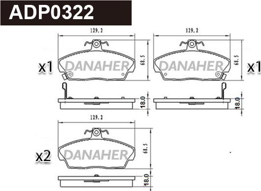 Danaher ADP0322 - Kit pastiglie freno, Freno a disco autozon.pro