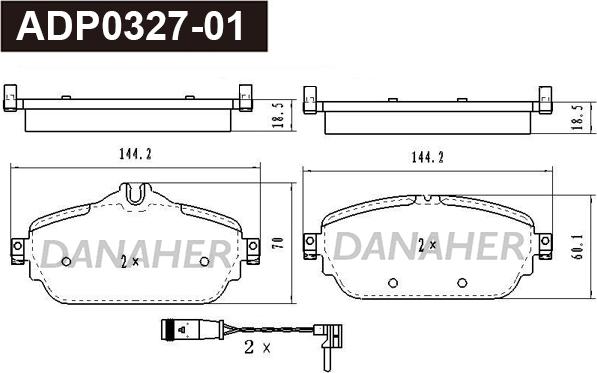 Danaher ADP0327-01 - Kit pastiglie freno, Freno a disco autozon.pro