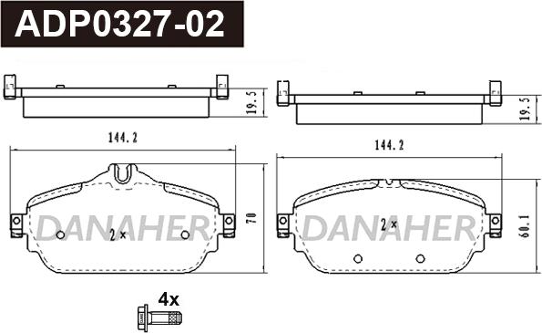 Danaher ADP0327-02 - Kit pastiglie freno, Freno a disco autozon.pro