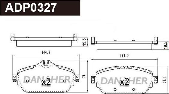 Danaher ADP0327 - Kit pastiglie freno, Freno a disco autozon.pro