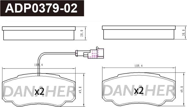 Danaher ADP0379-02 - Kit pastiglie freno, Freno a disco autozon.pro