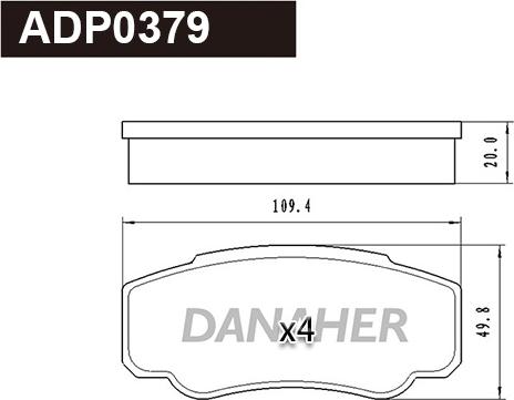 Danaher ADP0379 - Kit pastiglie freno, Freno a disco autozon.pro