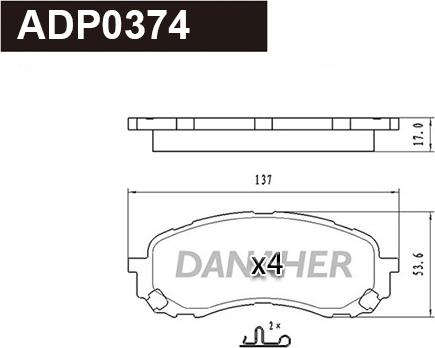 Danaher ADP0374 - Kit pastiglie freno, Freno a disco autozon.pro