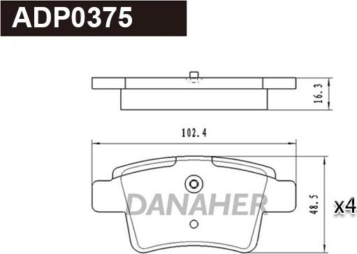 Danaher ADP0375 - Kit pastiglie freno, Freno a disco autozon.pro