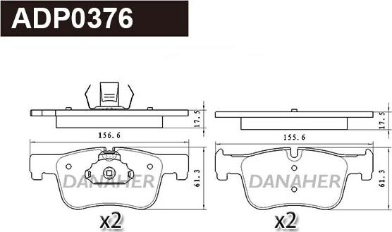 Danaher ADP0376 - Kit pastiglie freno, Freno a disco autozon.pro