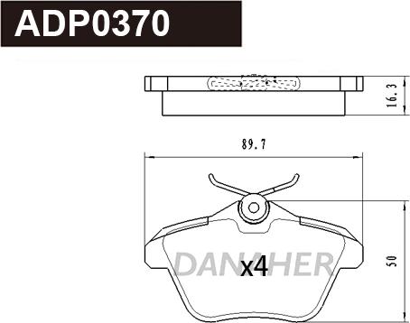 Danaher ADP0370 - Kit pastiglie freno, Freno a disco autozon.pro