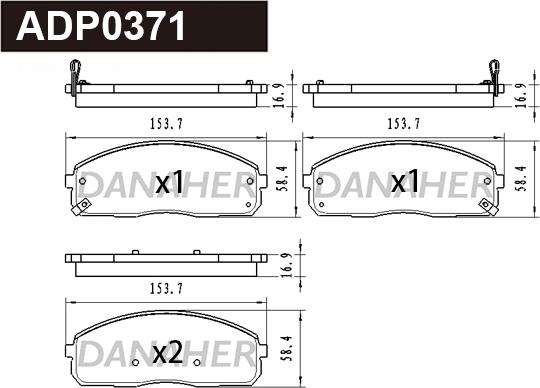 Danaher ADP0371 - Kit pastiglie freno, Freno a disco autozon.pro