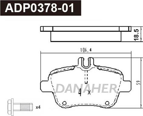 Danaher ADP0378-01 - Kit pastiglie freno, Freno a disco autozon.pro