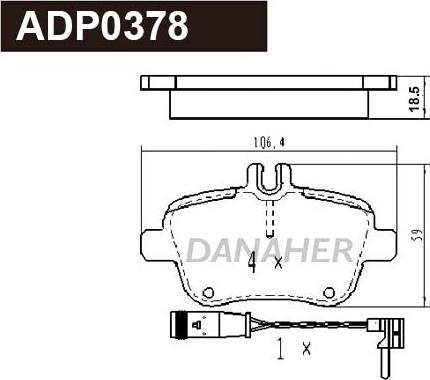 Danaher ADP0378 - Kit pastiglie freno, Freno a disco autozon.pro