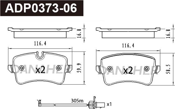 Danaher ADP0373-06 - Kit pastiglie freno, Freno a disco autozon.pro