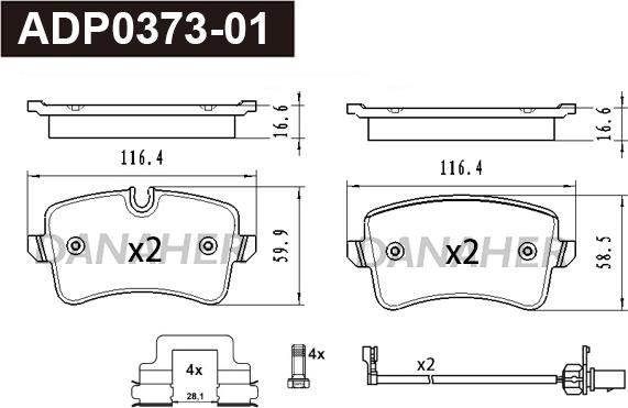 Danaher ADP0373-01 - Kit pastiglie freno, Freno a disco autozon.pro