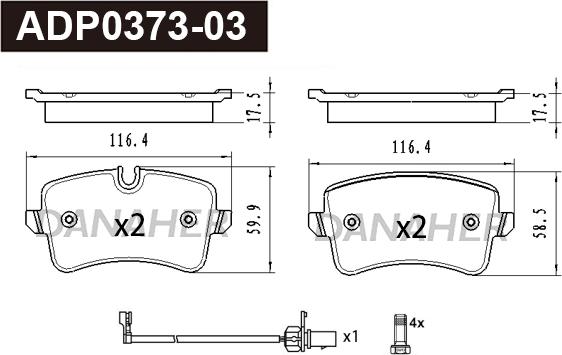 Danaher ADP0373-03 - Kit pastiglie freno, Freno a disco autozon.pro