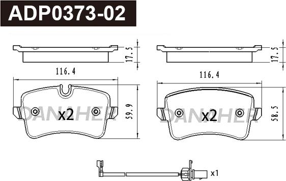 Danaher ADP0373-02 - Kit pastiglie freno, Freno a disco autozon.pro