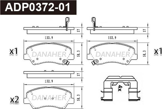 Danaher ADP0372-01 - Kit pastiglie freno, Freno a disco autozon.pro