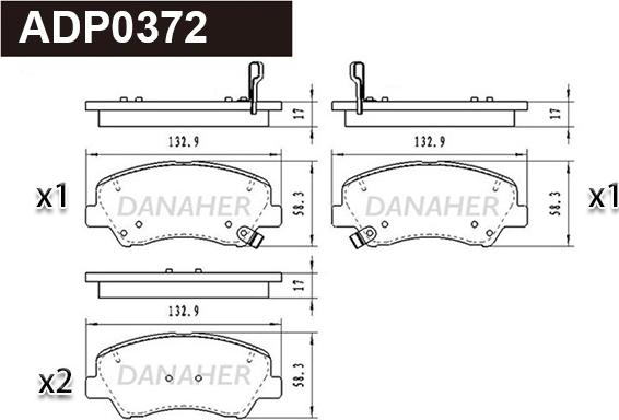 Danaher ADP0372 - Kit pastiglie freno, Freno a disco autozon.pro