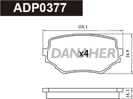 Danaher ADP0377 - Kit pastiglie freno, Freno a disco autozon.pro