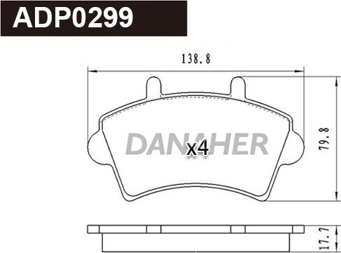 Danaher ADP0299 - Kit pastiglie freno, Freno a disco autozon.pro