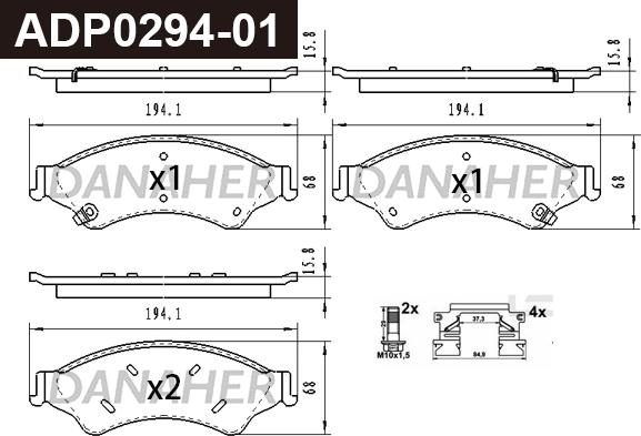 Danaher ADP0294-01 - Kit pastiglie freno, Freno a disco autozon.pro