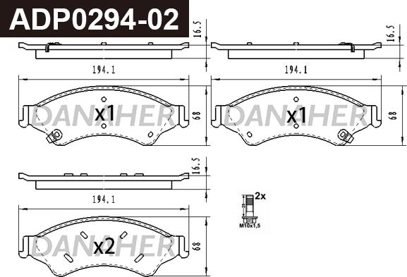 Danaher ADP0294-02 - Kit pastiglie freno, Freno a disco autozon.pro