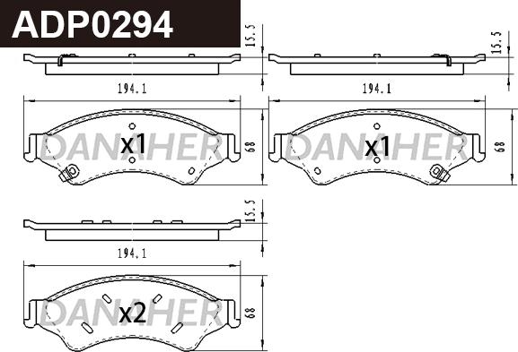 Danaher ADP0294 - Kit pastiglie freno, Freno a disco autozon.pro