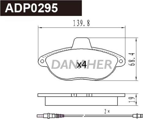 Danaher ADP0295 - Kit pastiglie freno, Freno a disco autozon.pro