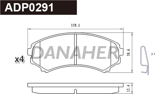 Danaher ADP0291 - Kit pastiglie freno, Freno a disco autozon.pro