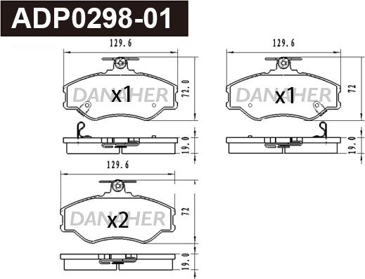 Danaher ADP0298-01 - Kit pastiglie freno, Freno a disco autozon.pro