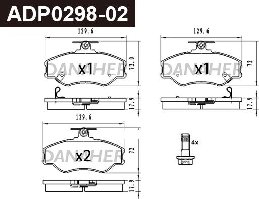 Danaher ADP0298-02 - Kit pastiglie freno, Freno a disco autozon.pro