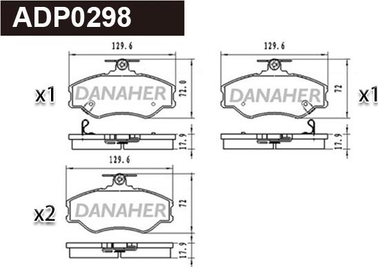 Danaher ADP0298 - Kit pastiglie freno, Freno a disco autozon.pro