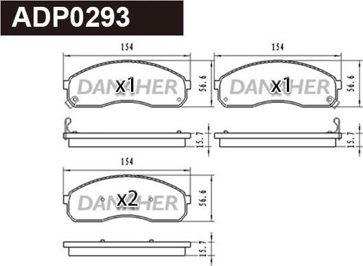 Danaher ADP0293 - Kit pastiglie freno, Freno a disco autozon.pro