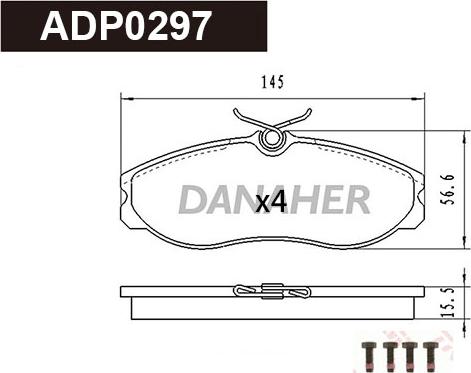 Danaher ADP0297 - Kit pastiglie freno, Freno a disco autozon.pro