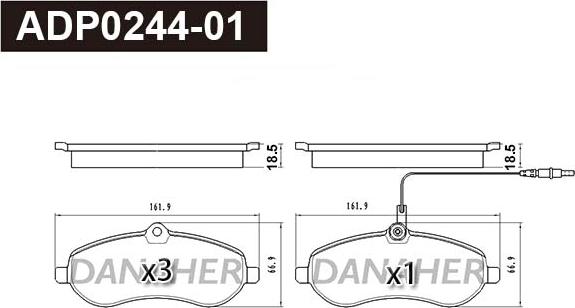 Danaher ADP0244-01 - Kit pastiglie freno, Freno a disco autozon.pro