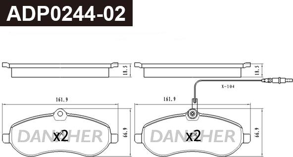 Danaher ADP0244-02 - Kit pastiglie freno, Freno a disco autozon.pro