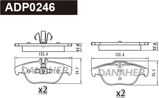 Danaher ADP0246 - Kit pastiglie freno, Freno a disco autozon.pro