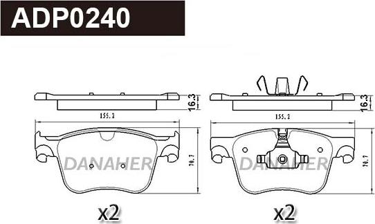 Danaher ADP0240 - Kit pastiglie freno, Freno a disco autozon.pro