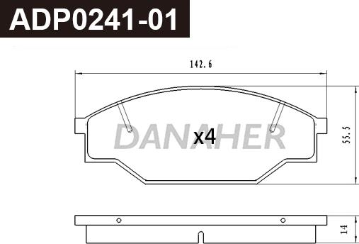 Danaher ADP0241-01 - Kit pastiglie freno, Freno a disco autozon.pro