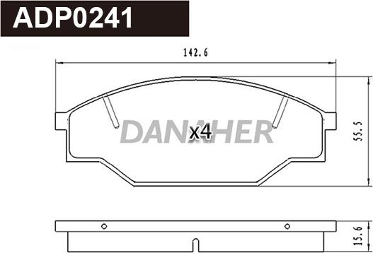 Danaher ADP0241 - Kit pastiglie freno, Freno a disco autozon.pro