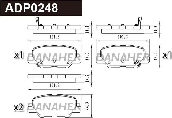 Danaher ADP0248 - Kit pastiglie freno, Freno a disco autozon.pro