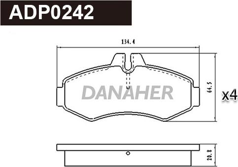 Danaher ADP0242 - Kit pastiglie freno, Freno a disco autozon.pro