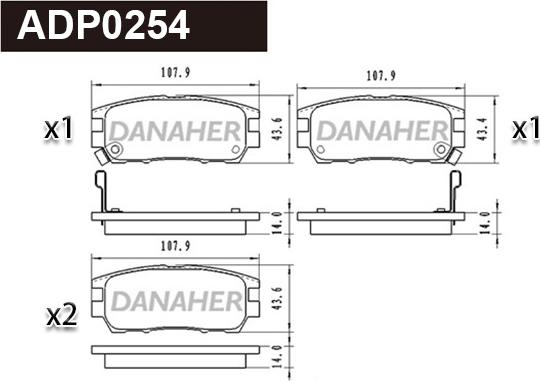 Danaher ADP0254 - Kit pastiglie freno, Freno a disco autozon.pro