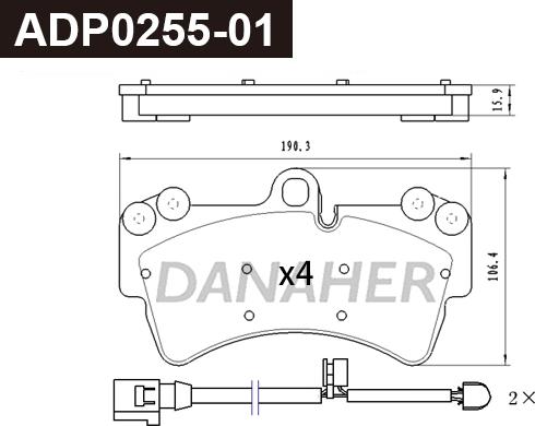 Danaher ADP0255-01 - Kit pastiglie freno, Freno a disco autozon.pro