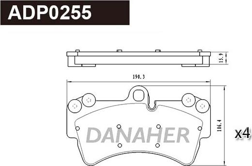 Danaher ADP0255 - Kit pastiglie freno, Freno a disco autozon.pro